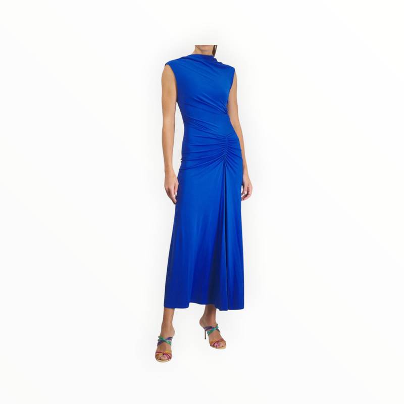 SIMKHAI Acacia Draped Jersey Midi Dress - Royal Blue