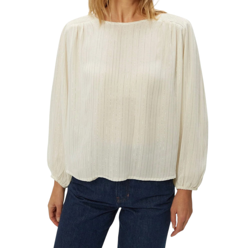 Michael Stars Dolly Metallic Stripe Top - Ivory Combo