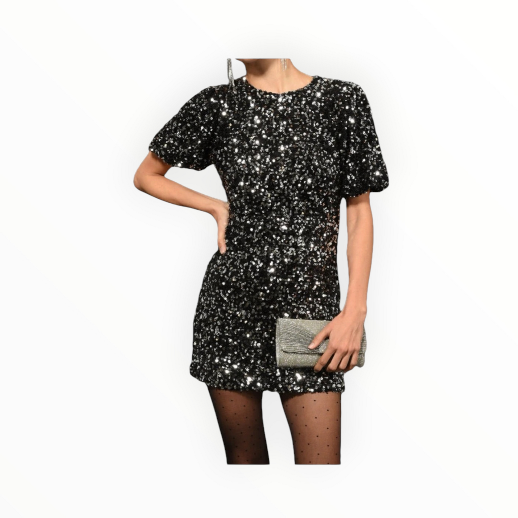 Greylin Ella Open Back Sequin Dress - Black