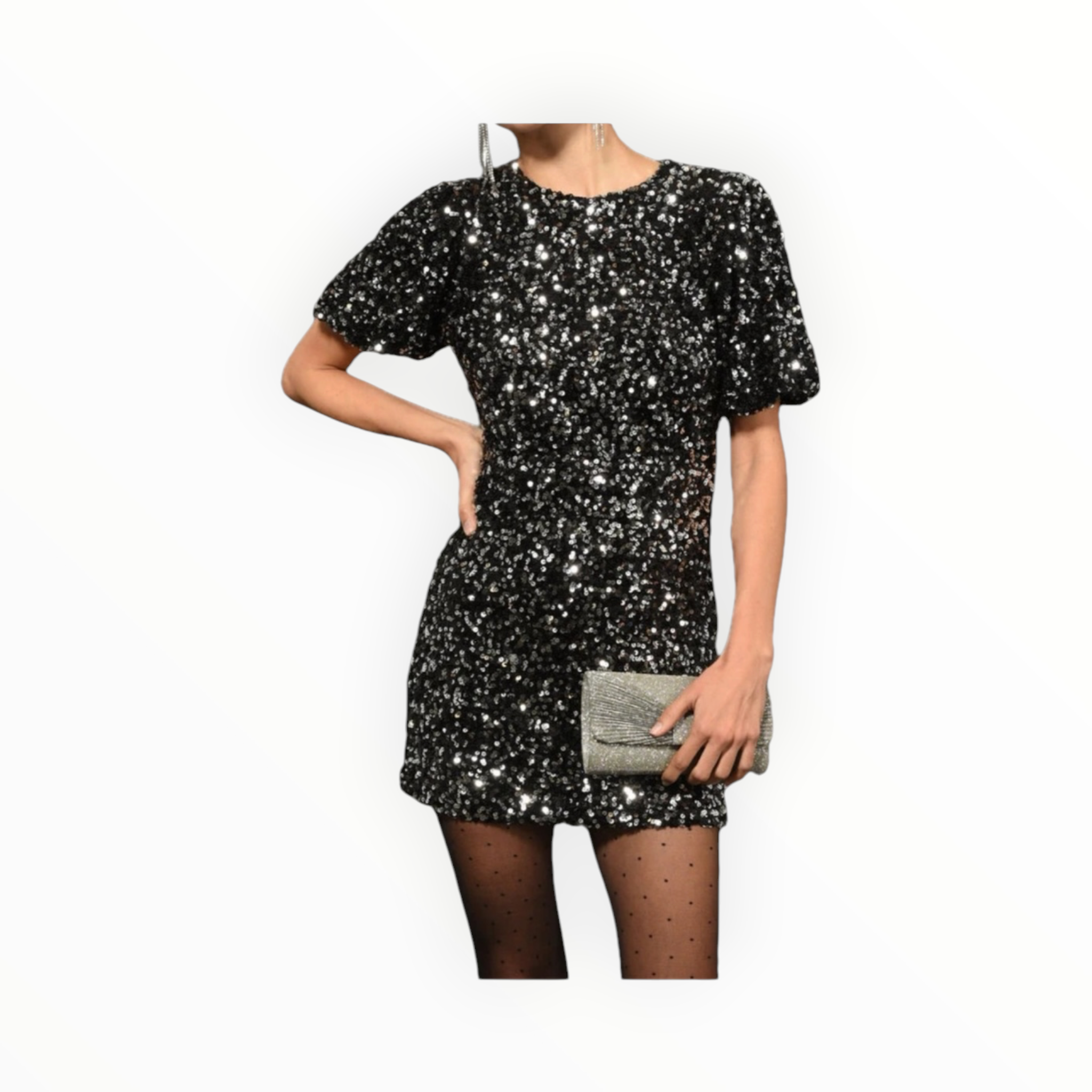 Greylin Ella Open Back Sequin Dress - Black