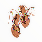 Alameda Turquesa Alegria Beaded Sandals - Tan Leather