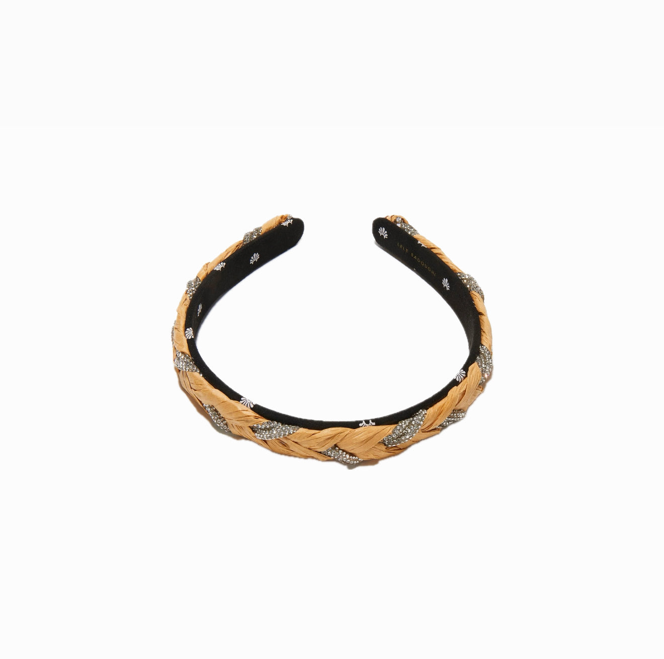 Lele Sadoughi Natural Crystal Raffia Braid Gigi Headband