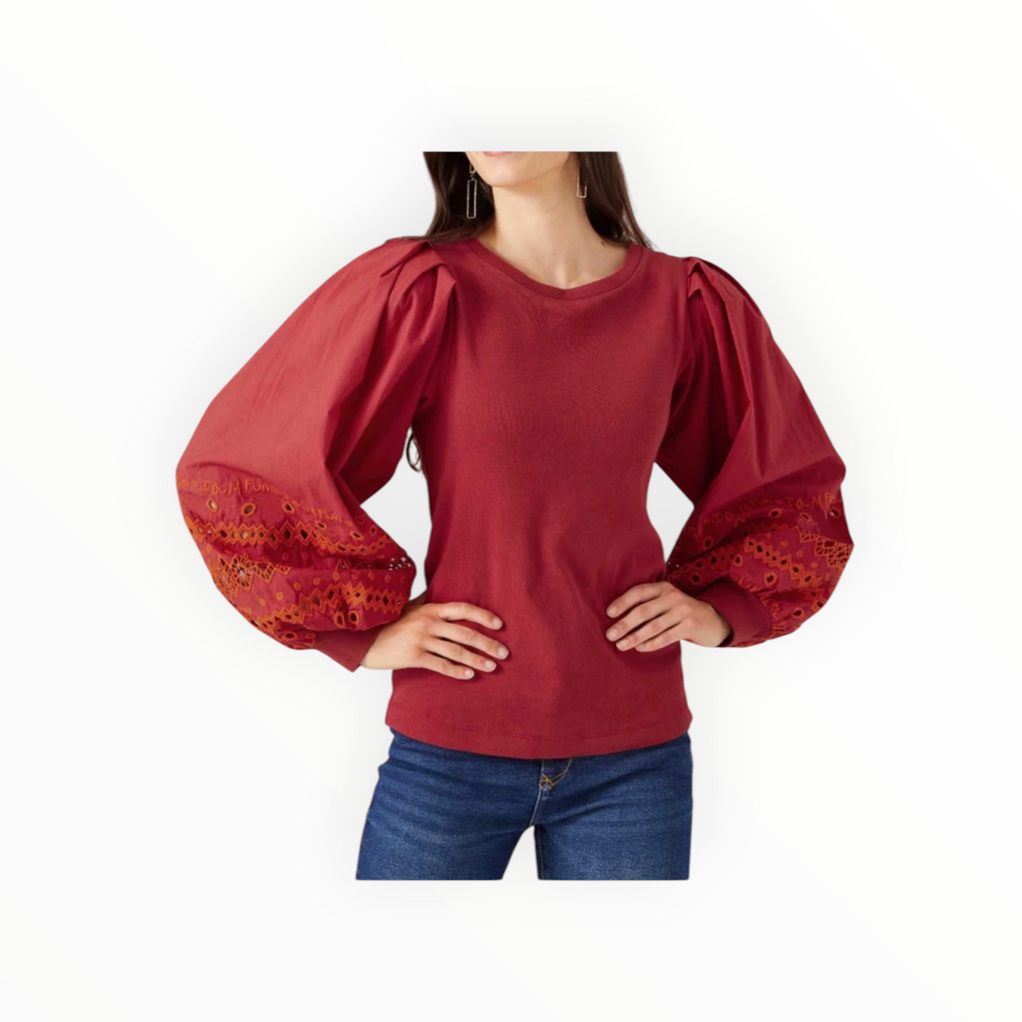 Alivia The Chrissy Top - Clay Embroidery