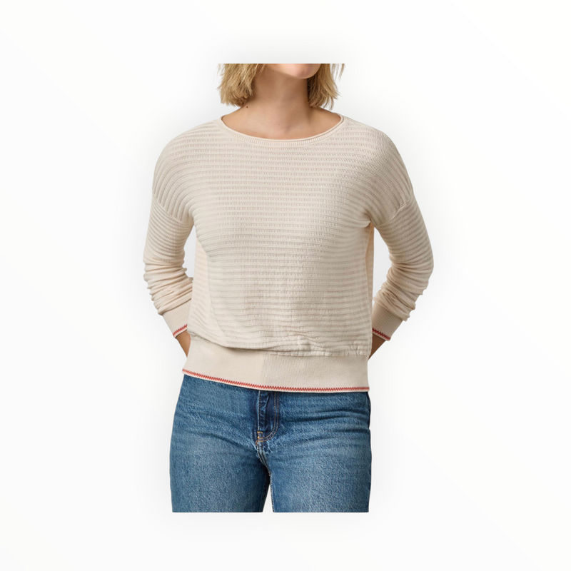 Lilla P Tipped Hem Wide Neck Sweater - Pearl