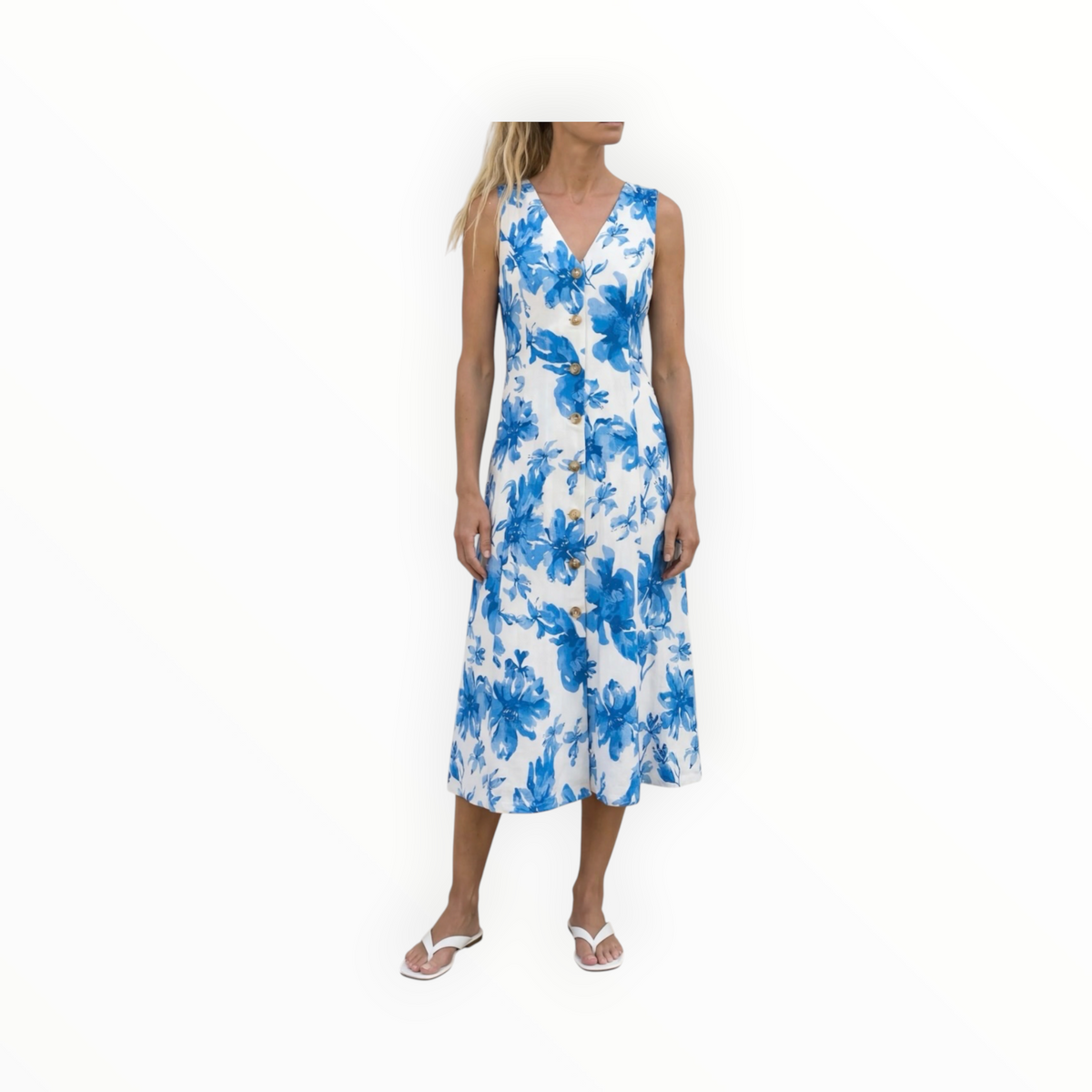 Amanda Maria Tailored Linen Blend Dress - Bloom