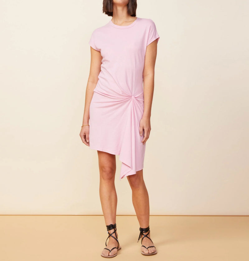 Monrow Tucked Front Tee Shirt Dress - Dusty Pink