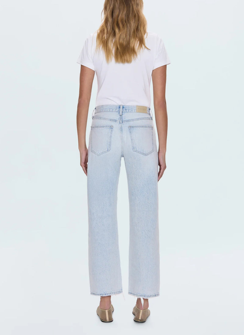 Pistola Lexi Mid Rise Bowed Straight Jean - Solstice Distressed