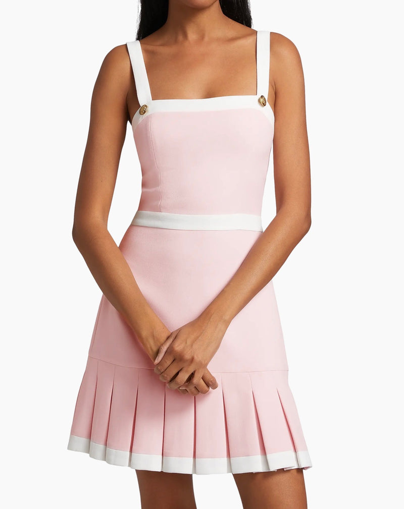 alice + olivia Clarine Pleated Minidress - Shell Pink