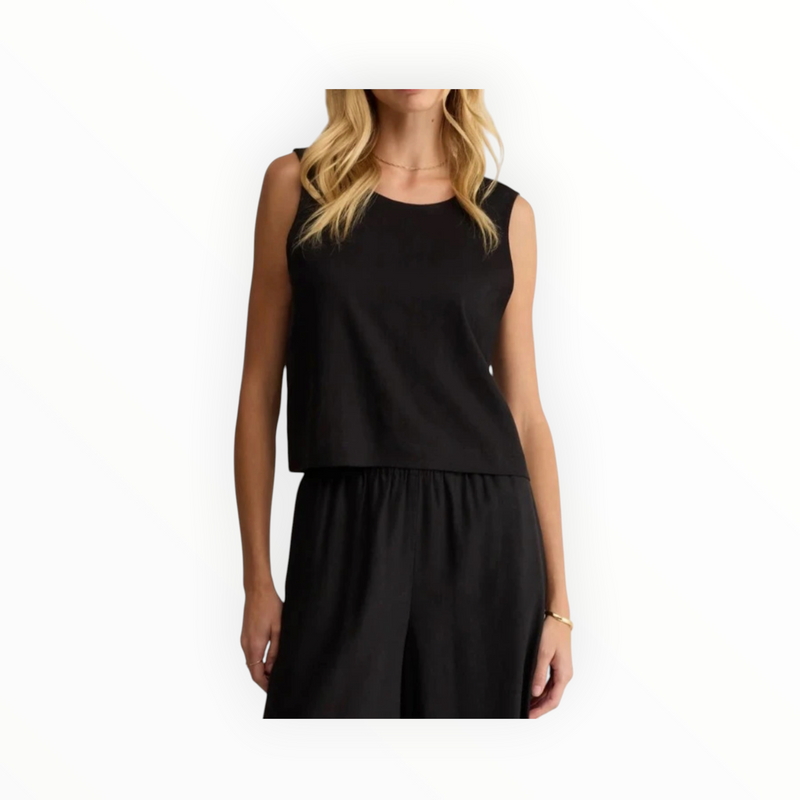 Z Supply Sloane Linen Cropped Tank - Black