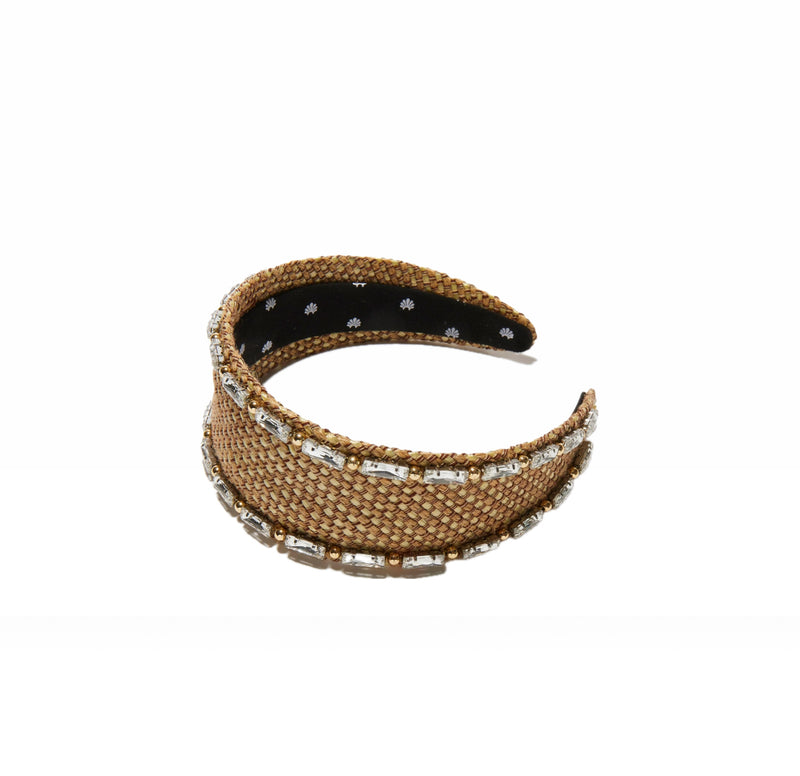 Lele Sadoughi Natural Brigitte Raffia Crystal Trim Headband