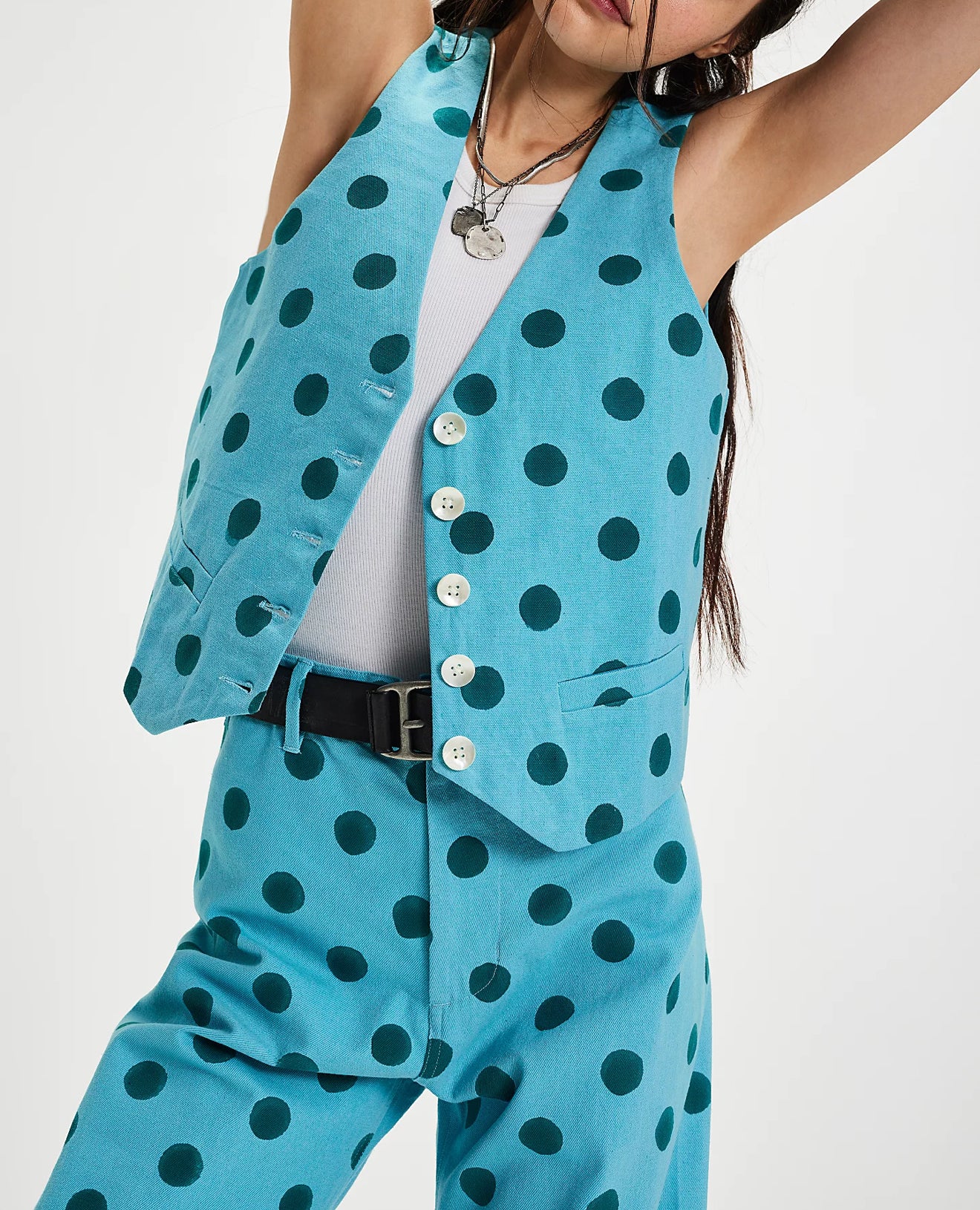 SZ Blockprints Polka Dot Suit Vest - Blue