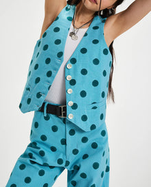 SZ Blockprints Polka Dot Suit Vest - Blue