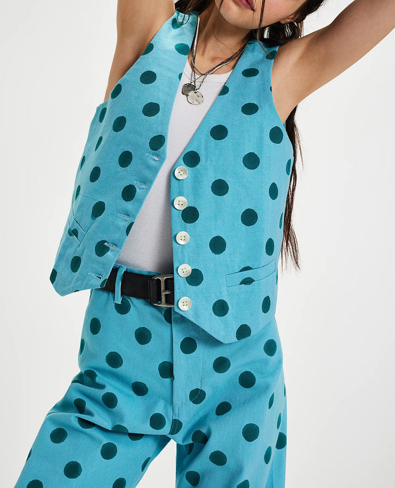 SZ Blockprints Polka Dot Suit Vest - Blue