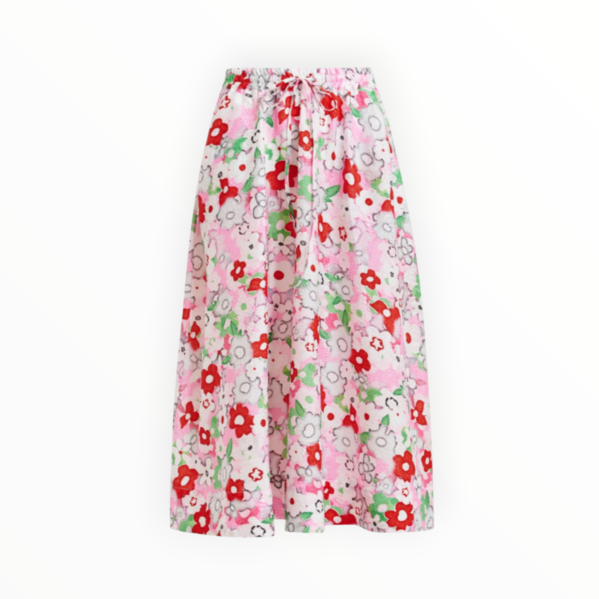 Essentiel Antwerp Floral-Jacquard Midi Skirt - Multicolor/Off-White