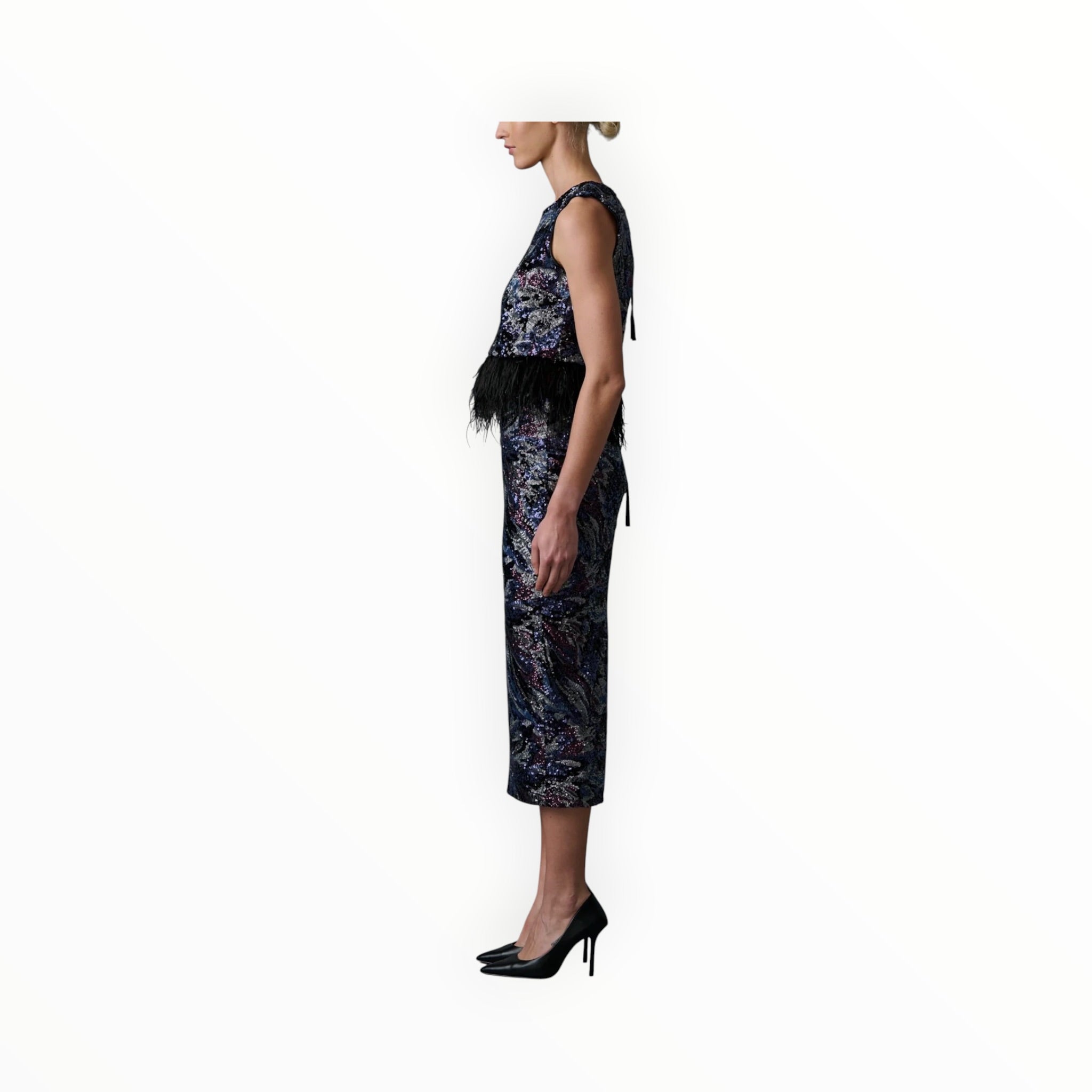 Le Superbe Midnight Abstract Floral Skirt