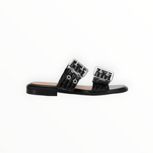 GANNI Feminine Buckle Two-Strap Sandals - Black