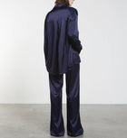 Enza Costa Satin Long Sleeve Shirt - Dark Navy