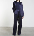 Enza Costa Satin Long Sleeve Shirt - Dark Navy