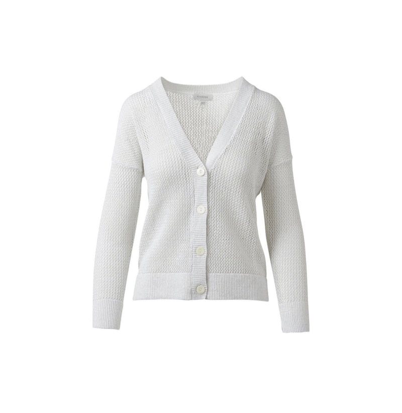 Kinross Lurex Mesh Cardigan - White