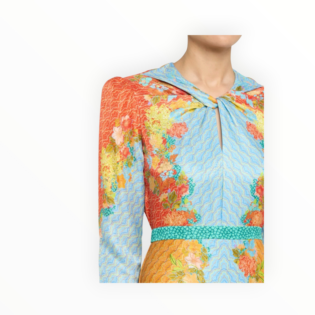 Saloni Claudia Midi Dress - Florentina Cloud