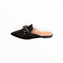 Pretty Ballerinas Overside Chain Leather Mules - Black