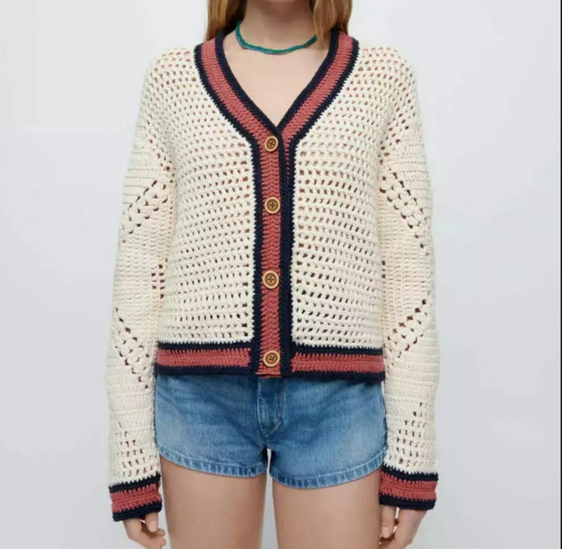 Re/Done 50s V-neck Cardigan - Linen Multi