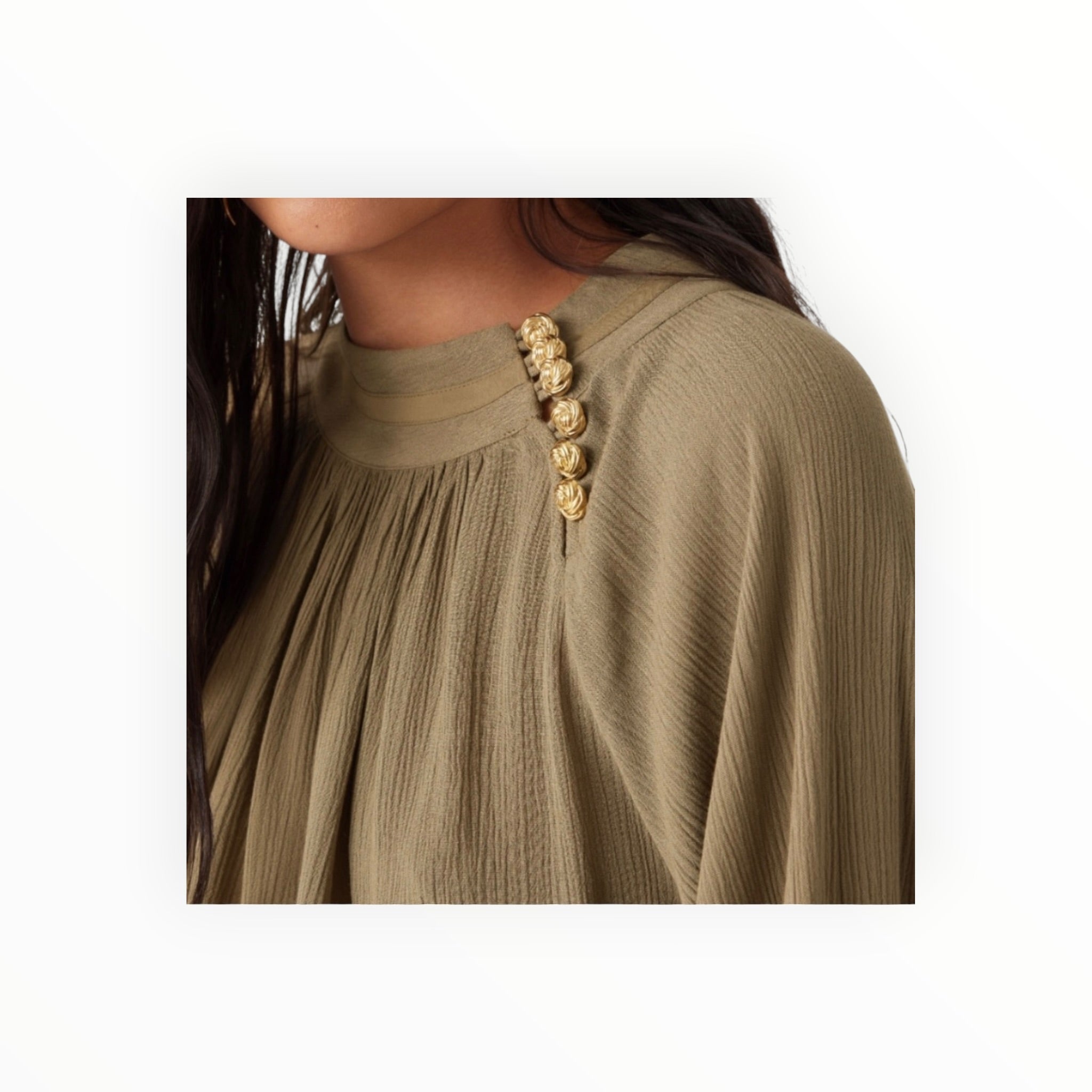 ba&sh Neil Long Sleeve Blouse - Khaki