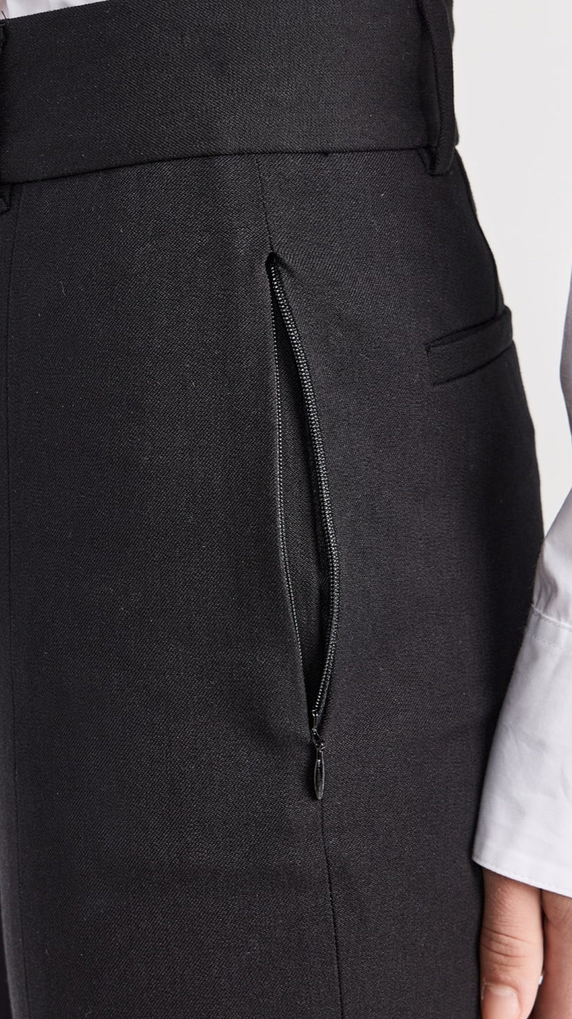 Frame Le High Flare Split Front Trousers - Noir