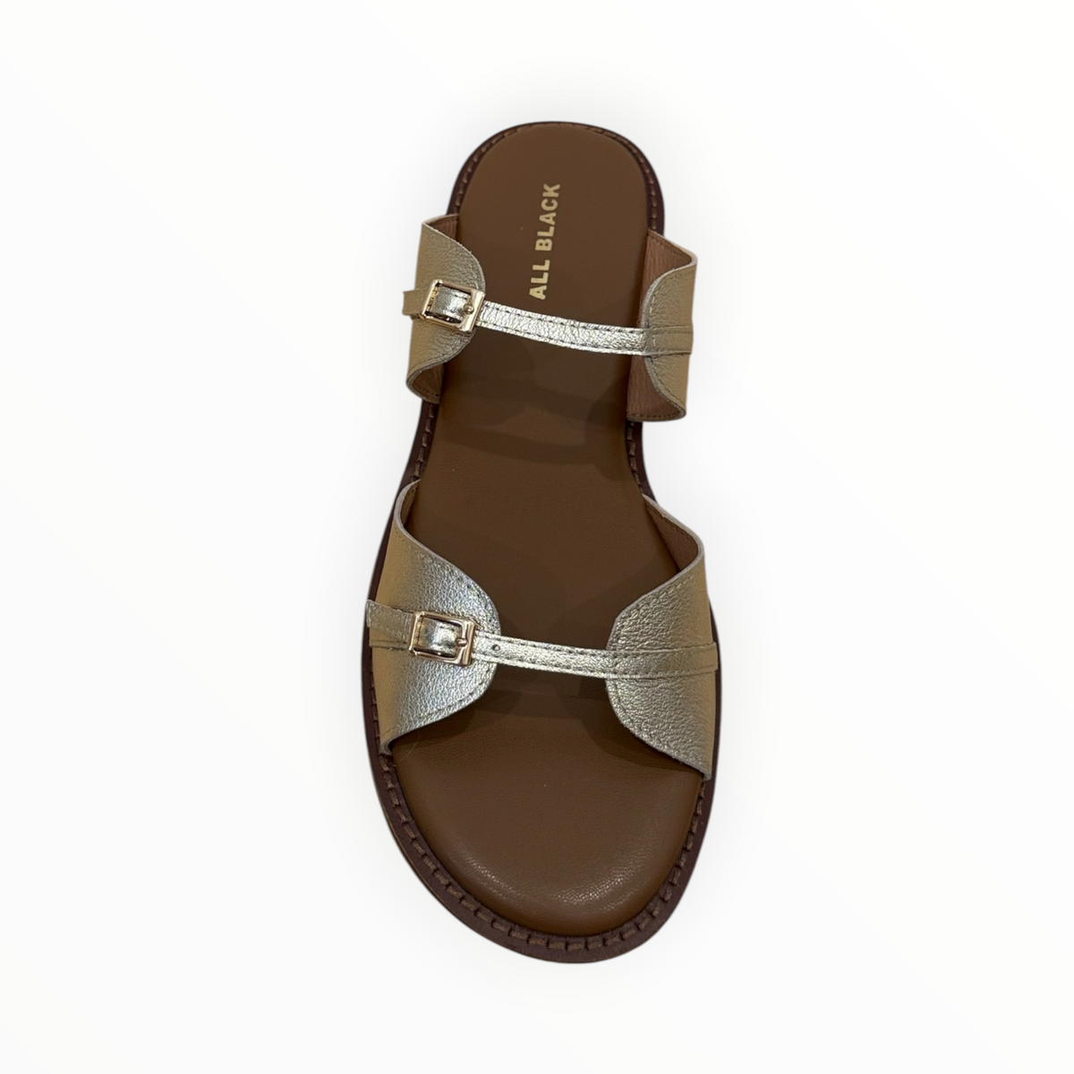 ALL BLACK Little Belt Sandal - Gold