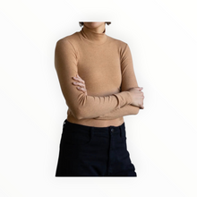 ecru Mock Neck Top - Camel
