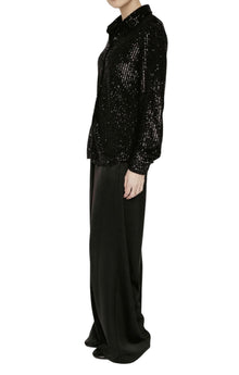 Amanda Maria Sequin Button Down - Black