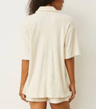 Monrow Diamond Terry Cloth Oversized Shirt - Natural