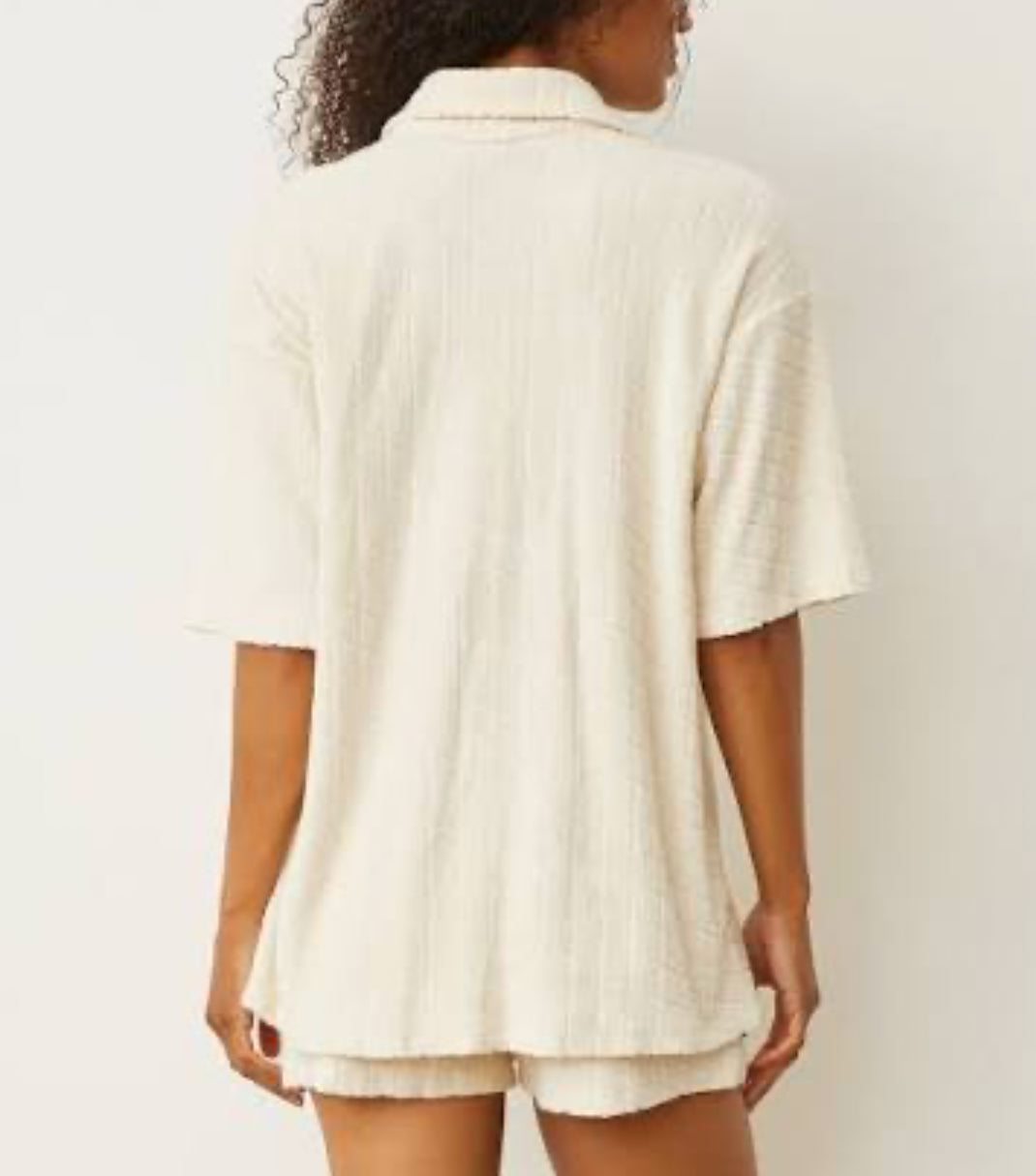 Monrow Diamond Terry Cloth Oversized Shirt - Natural
