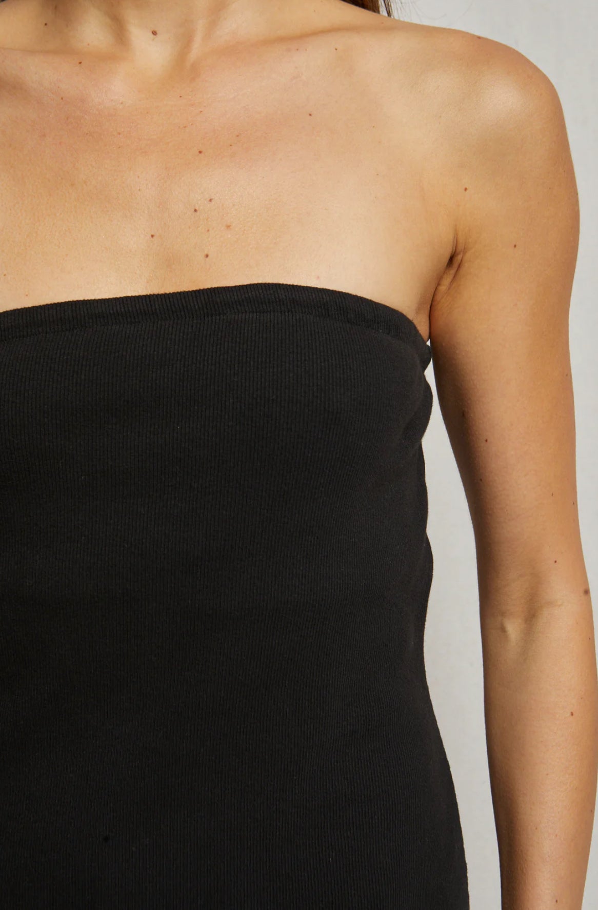 perfectwhitetee Nadine Structured Rib Strapless Dress - True Black
