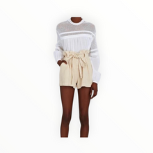 L'Agence Hillary Paperbag Linen Shorts - Sable