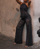 NIGHTCAP Lotus Lace Apron Fringe Top - Black
