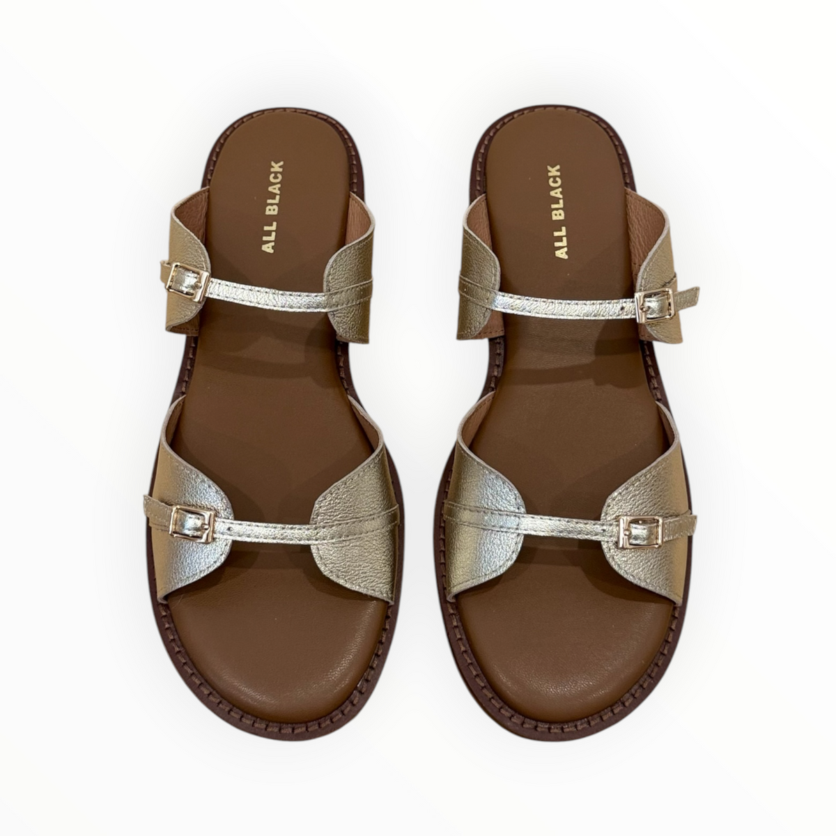 ALL BLACK Little Belt Sandal - Gold
