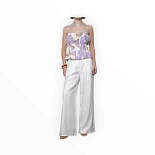 Greylin Iris Tie Front Elastic Waist Tank - Cream/Lilac