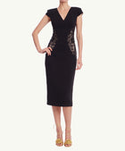 Badgley Mischka Beaded Lace Sheath Dress - Black