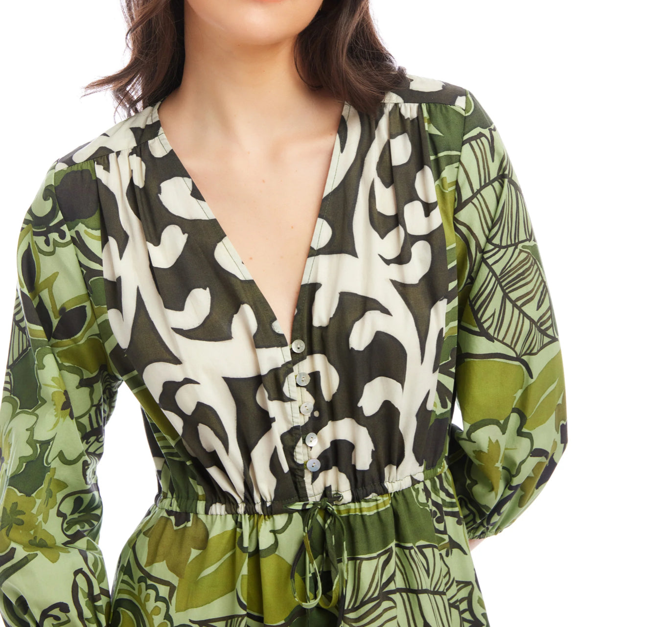 Fifteen Twenty Nicki Tiered Ruffle Hem Dress - Rainforest Print