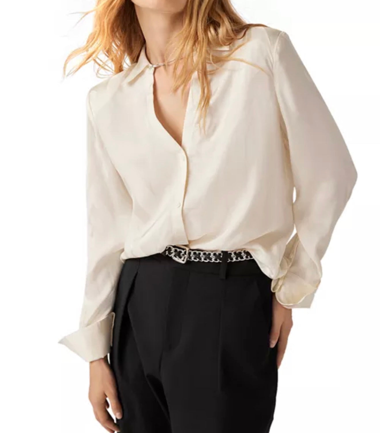 ba&sh Betsey Chain Trim Shirt - Off White
