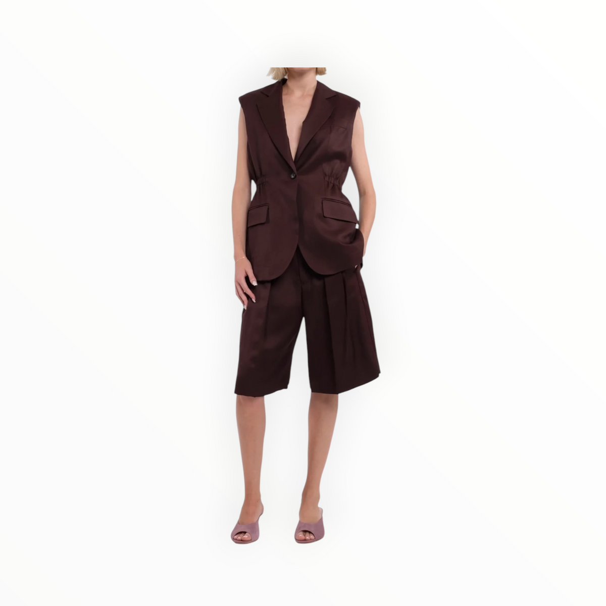 TELA Single-Breasted Vest - Plum