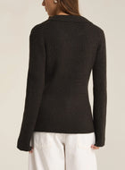 Z Supply Rina Button Up Sweater - Charcoal Heather