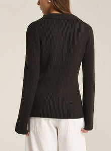 Z Supply Rina Button Up Sweater - Charcoal Heather