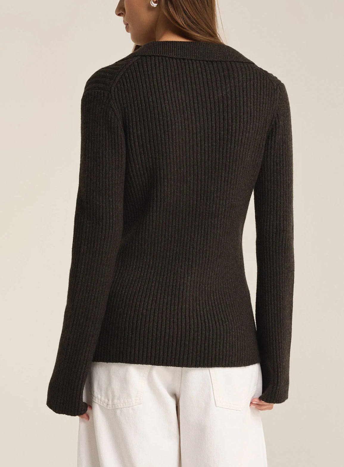 Z Supply Rina Button Up Sweater - Charcoal Heather