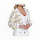 525 America Zoe Cotton Open Stitch Cardigan- Bleach White Multi