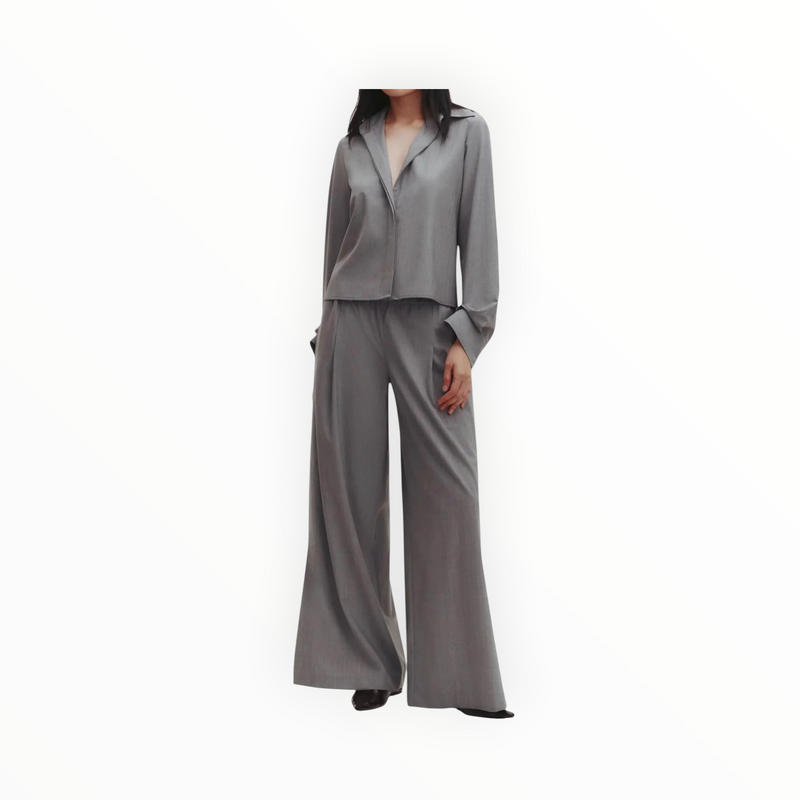 TWP Eva Pant W/Tux Pleat Pants - Medium Heather Grey