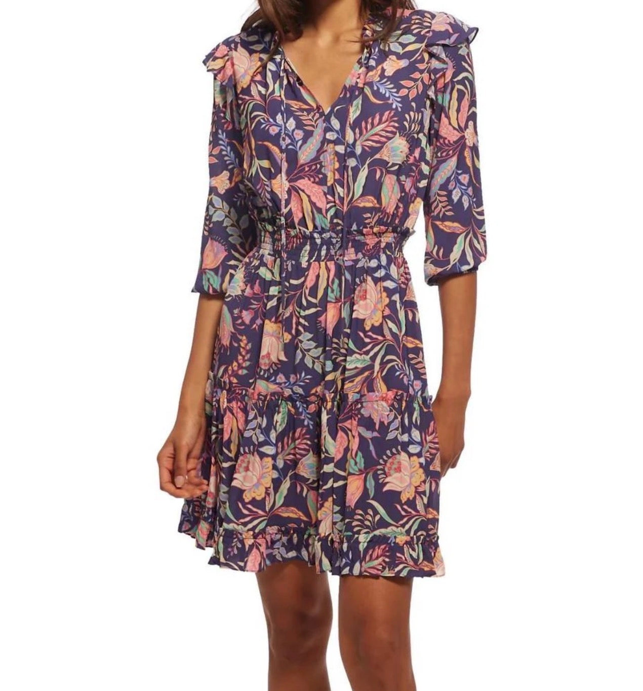 Shoshanna Addison Dress - Navy/Pink Multi
