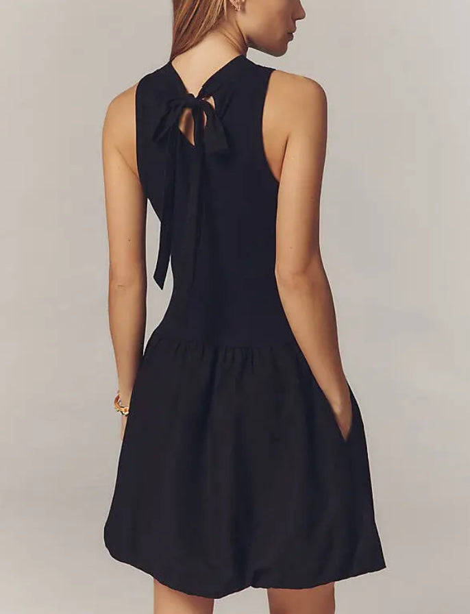 Stateside Linen Bubble Hem Dress - New Navy