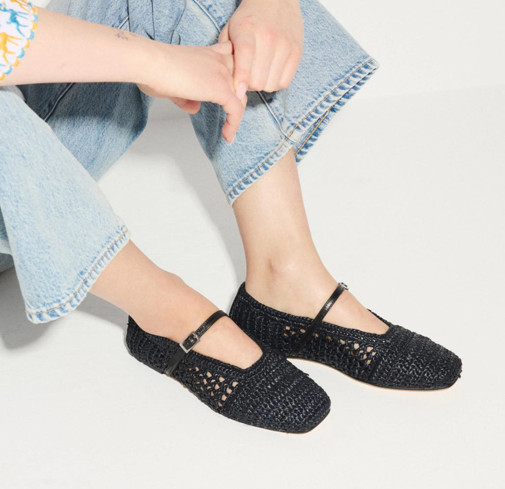 Frēda Salvador Jules Mary Jane - Black Raffia